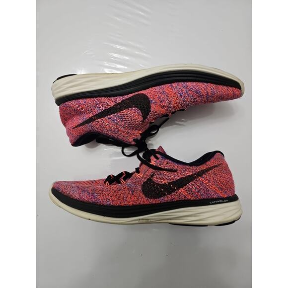 Nike Womens Shoes Flyknit Lunar 3 Size 9.5 Athletic Sneaker Running Bright Pink - Picture 4 of 6